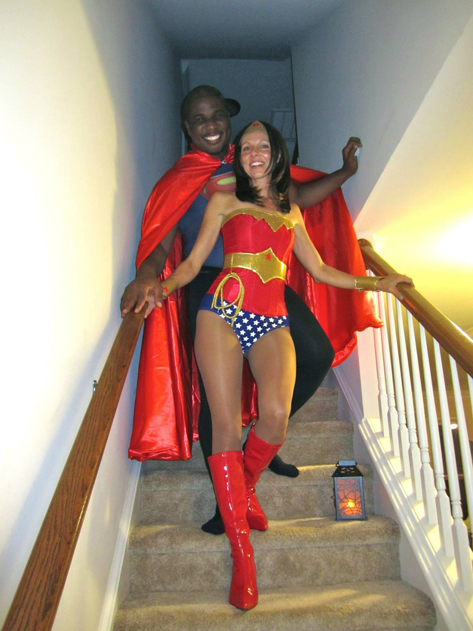 Ab and Cindee dressed as Superman and Wonder Woman